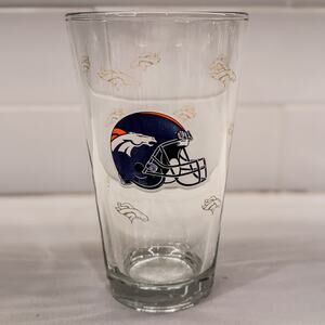 Denver Broncos NFL 16oz Etched Pint Glass w/ Team Helmet and Mini Broncos